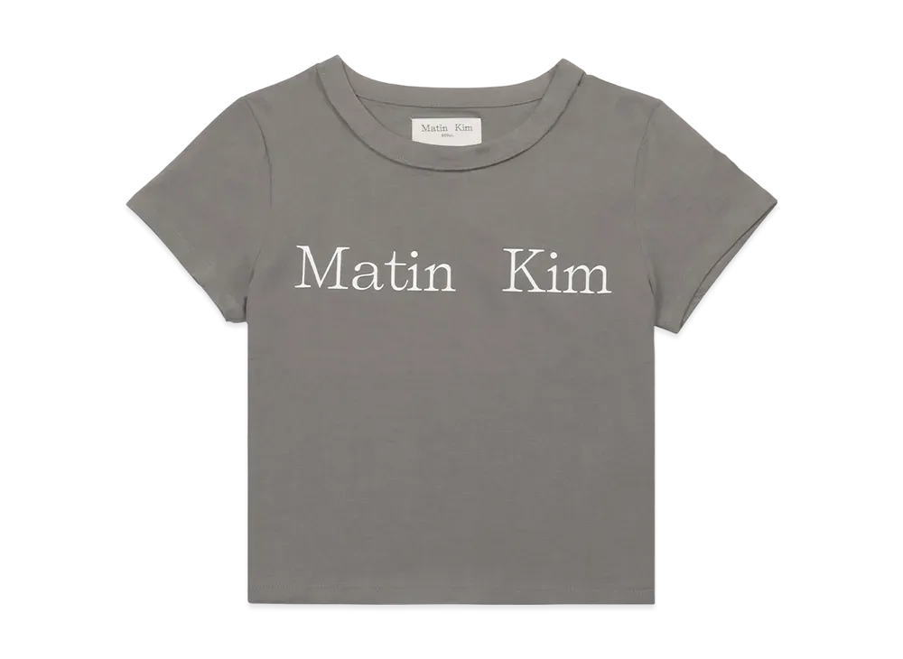 Matin Kim Logo Crop Top Tee "Charcoal"