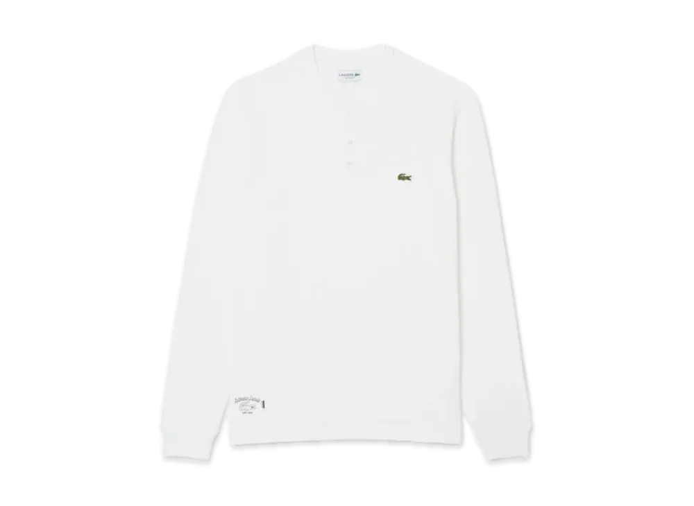 LACOSTE Waffle Knit Long Sleeve T-Shirt "White"