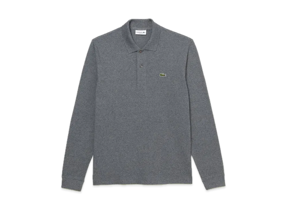 LACOSTE Long Sleeve Ribbed Collar Polo Shirt "Mix Gray"
