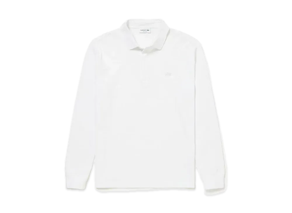 LACOSTE Hiyoku Front Long Sleeve Polo Shirt "White"