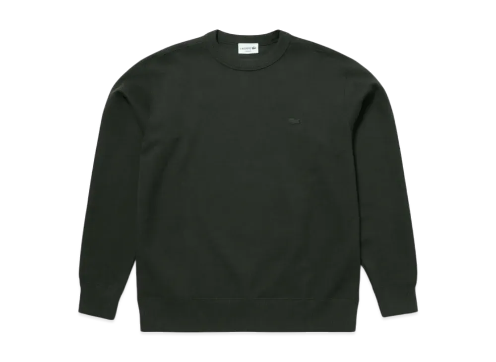 LACOSTE Pique Knit One Tone Crew Neck "Khaki Olive"