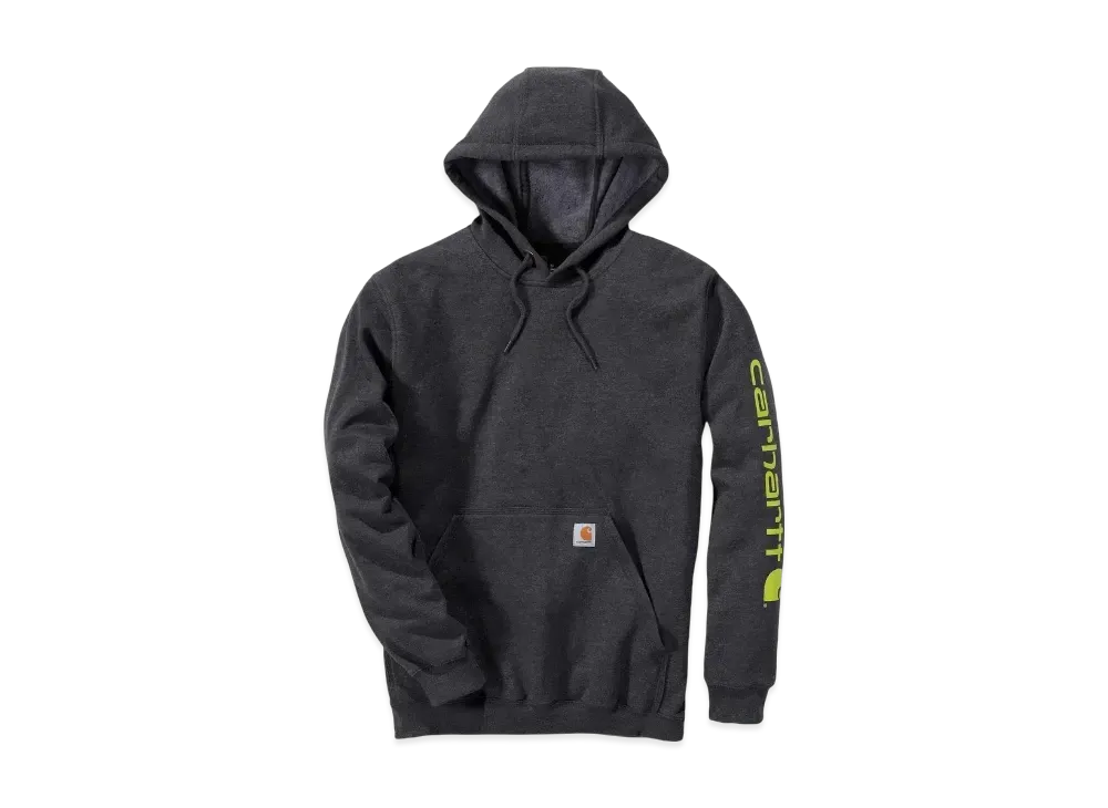 Carhartt Loose Fit Midweight Logo Sleeve Graphic Sweatshirt "Carbon Heather/Brite Lime"