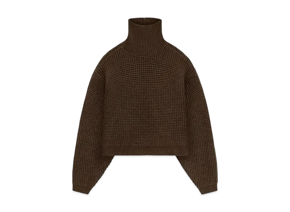 FEAR OF GOD ESSENTIALS Heavy Waffle Cropped Turtleneck "Brown"