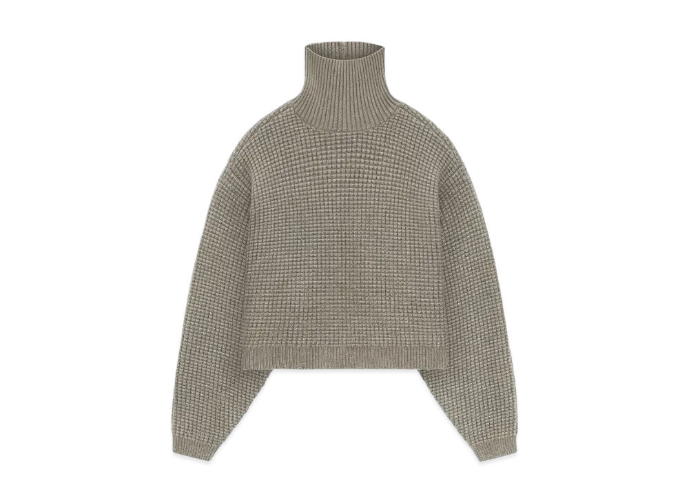 FEAR OF GOD ESSENTIALS Heavy Waffle Cropped Turtleneck "Heather Gray"