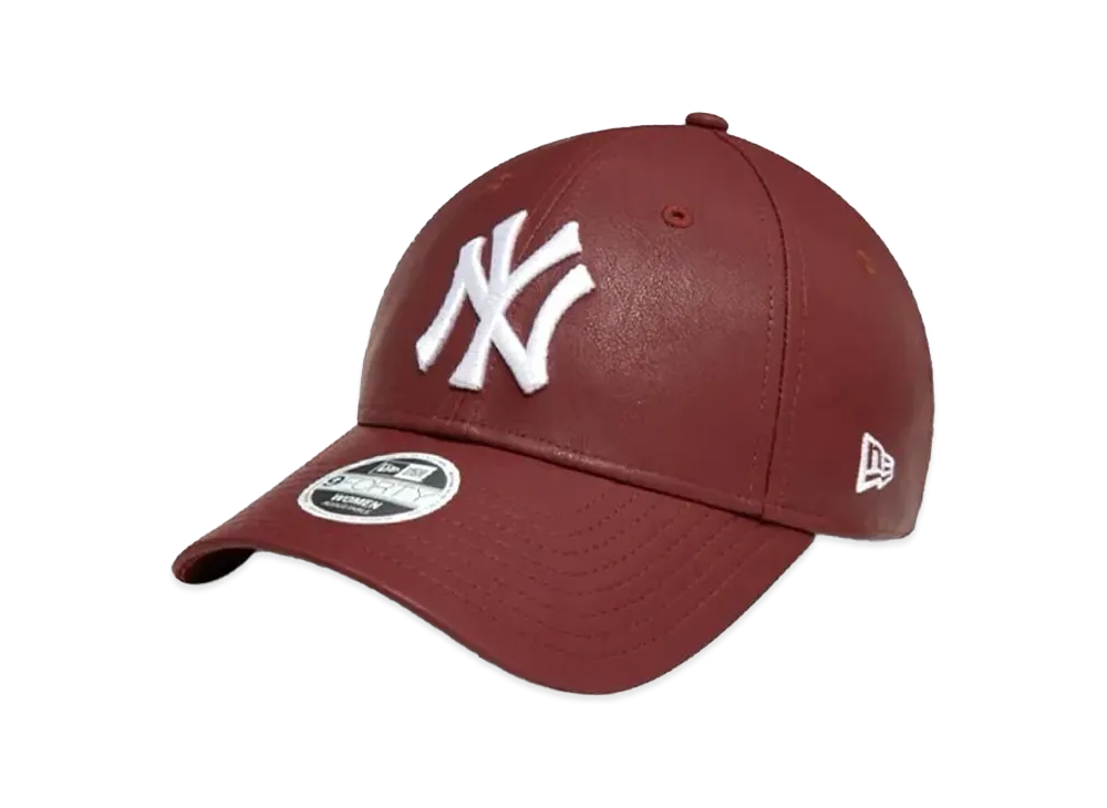 NEW ERA 940 9FORTY Female Crinkled Satin "NY Dark Red Leather"