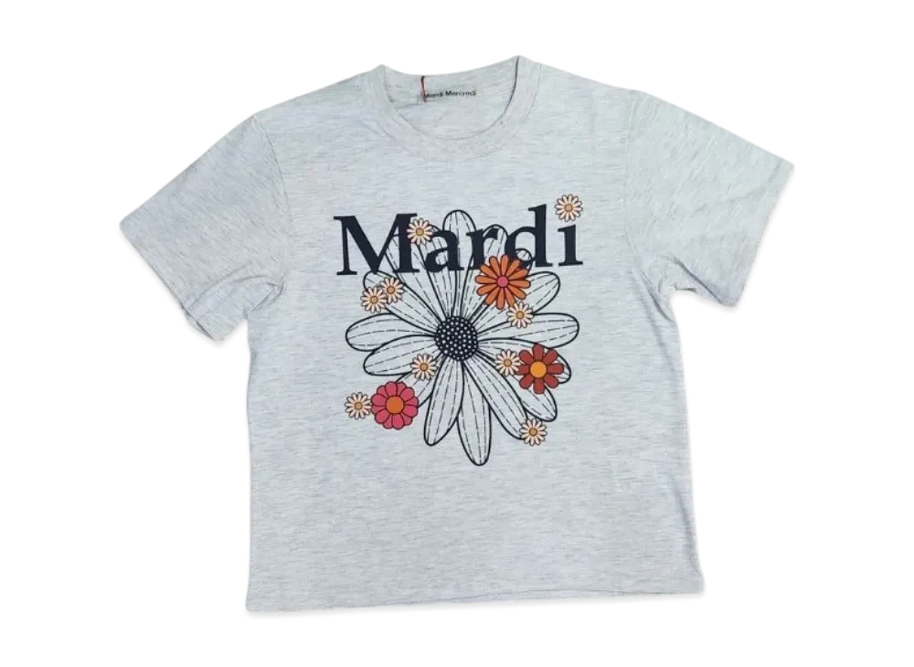 Mardi Mercredi Slim Tshirt Flowermardi Blossom "Oatmeal Black"