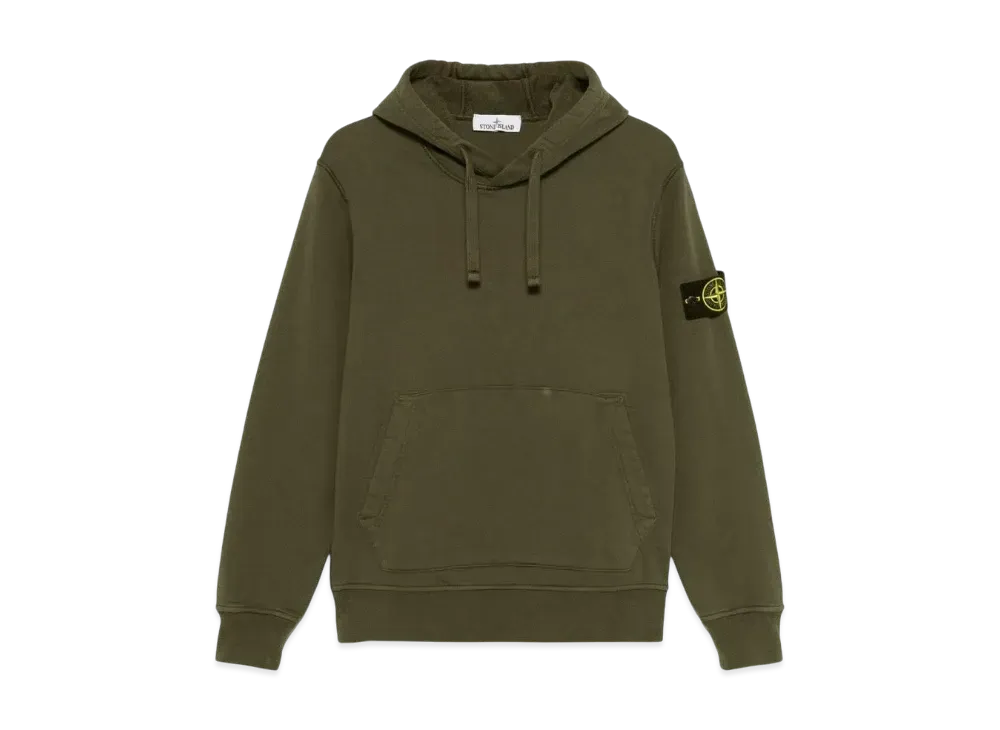 STONE ISLAND Organic Cotton Fleece Sweat Hoodie "Olive"