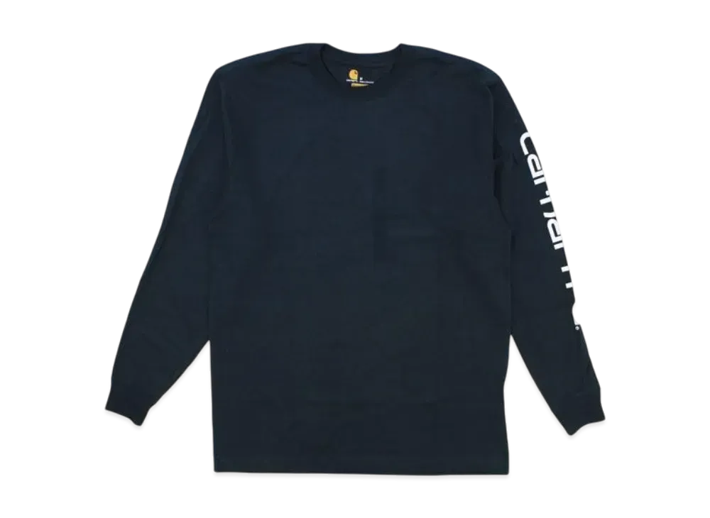 カーハート ロングスリーブ ロゴ グラフィック 長袖Tシャツ "ネイビー/ホワイト"