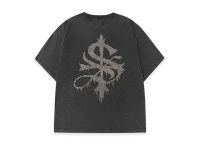 Supplier Vintage Wash Melt Cross Rhinestone Tee "Black"