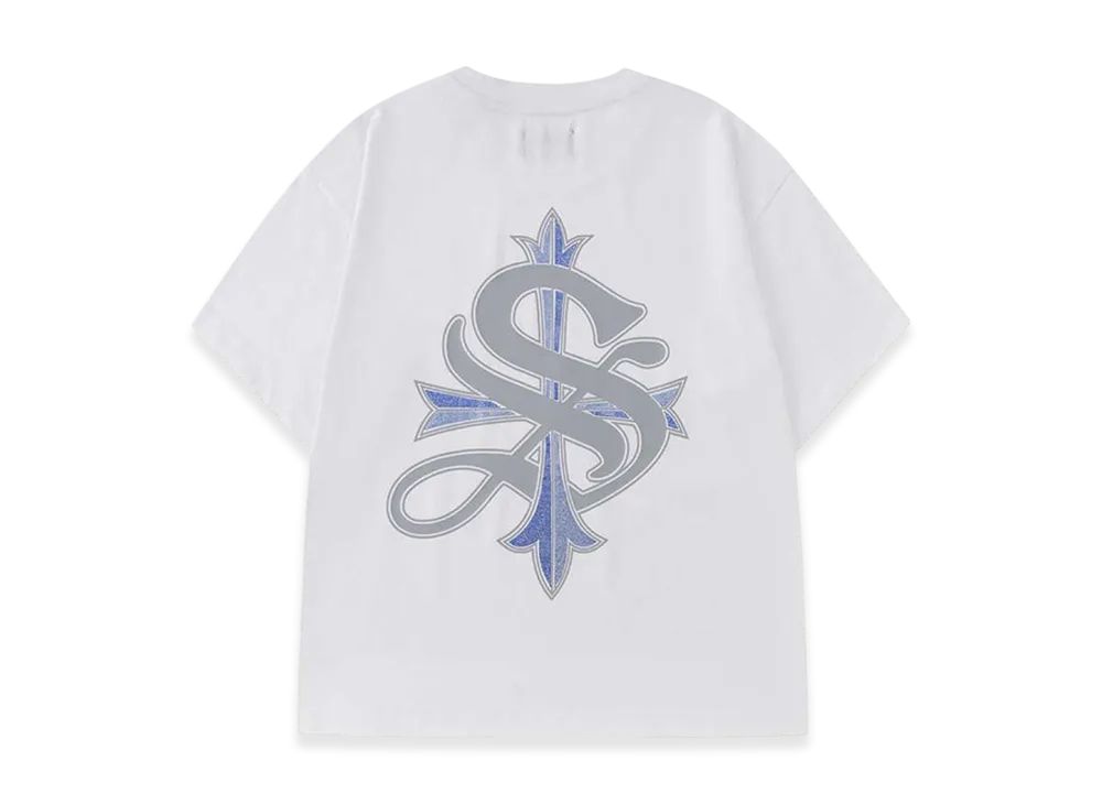 Supplier 2Tone Rhinestone Cross Tee "White"