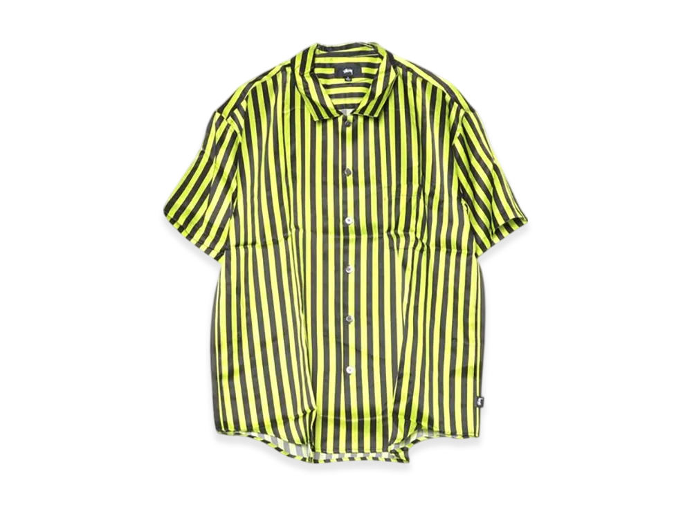 【Stussy】 Striped Silk Shirt Black ストゥーシ 半袖 シャツ セール】STUSSY/ステューシー STRIPED SILK SHIRT 半袖シャツ