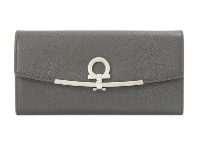 Salvatore Ferragamo Women's Long Wallet Gancini "Grey"