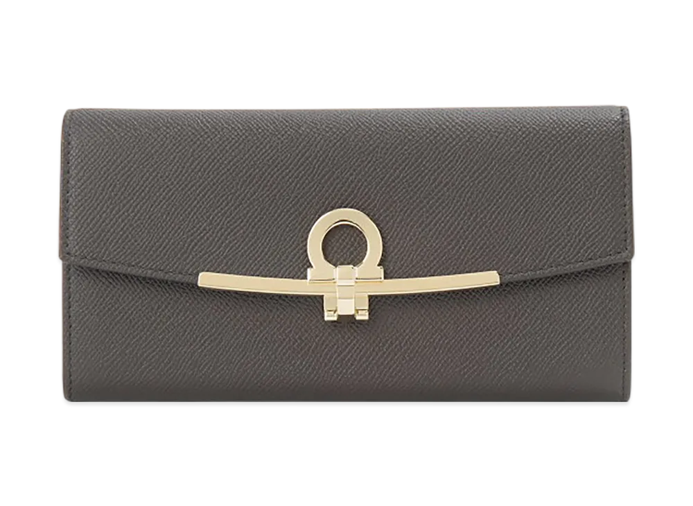 Salvatore Ferragamo Women's Long Wallet Gancini "Brown"