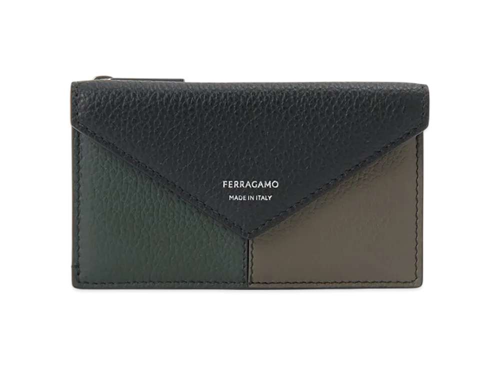 Salvatore Ferragamo Card Case Men "Nero Black / Moss Green / Concrete Khaki"