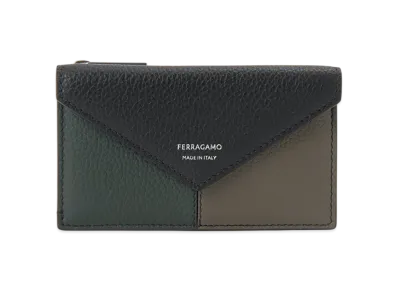 Salvatore Ferragamo Card Case Men "Nero Black / Moss Green / Concrete Khaki"