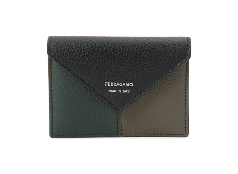 Salvatore Ferragamo Card Case Men "Nero Black / Moss Green / Concrete Khaki"