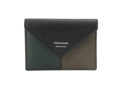 Salvatore Ferragamo Card Case Men "Nero Black / Moss Green / Concrete Khaki"