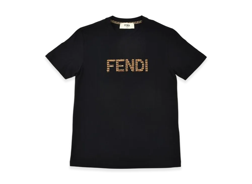 フェンディ スパンコール ロゴTシャツ "ブラック"