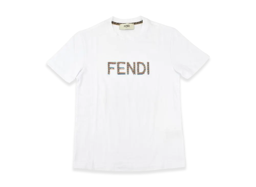 フェンディ スパンコール ロゴTシャツ "ホワイト"