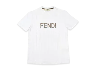 FENDI SEQUIN Logo T Shirt "White"