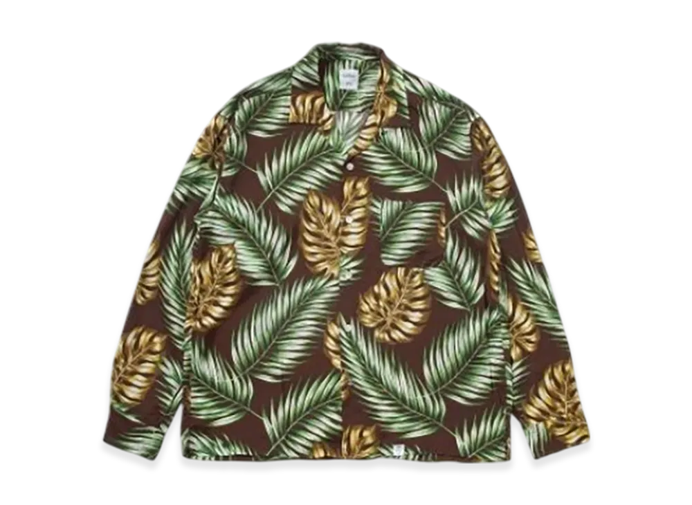 BEDWIN & THE HEARTBREAKERS L/S Open Collar Aloha Shirt Rogers "Brown"