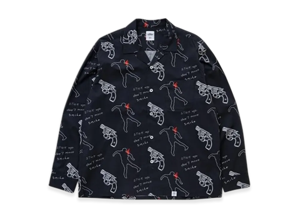 BEDWIN & THE HEARTBREAKERS Cali Ex.L/S Open Collar Shirt Rogers "Black"