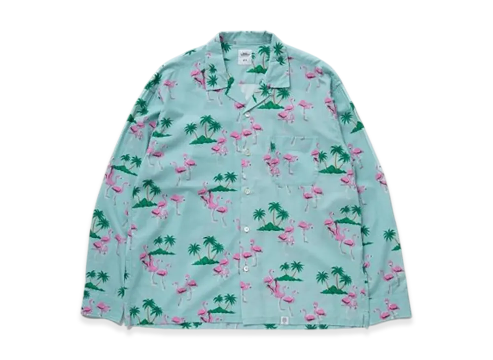 BEDWIN & THE HEARTBREAKERS L/S Open Collar Aloha Shirt Rogers "Mint"
