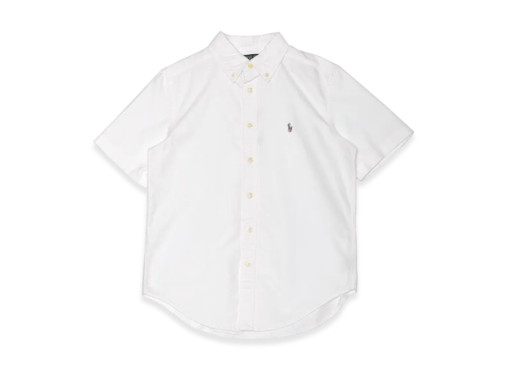 RALPH LAUREN Cotton Oxford Short Sleeve Shirt "White"