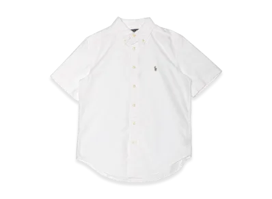 RALPH LAUREN Cotton Oxford Short Sleeve Shirt "White"