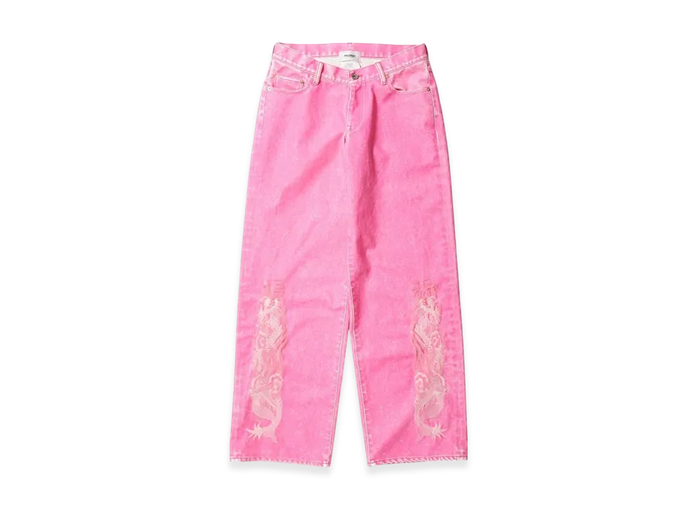 doublet Flocked Denim Embroidered Pants "Pink"