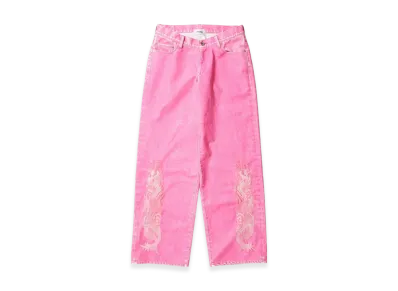 doublet Flocked Denim Embroidered Pants "Pink"