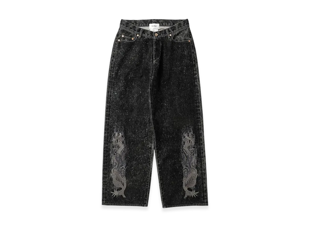 doublet Flocked Denim Embroidered Pants "Black"
