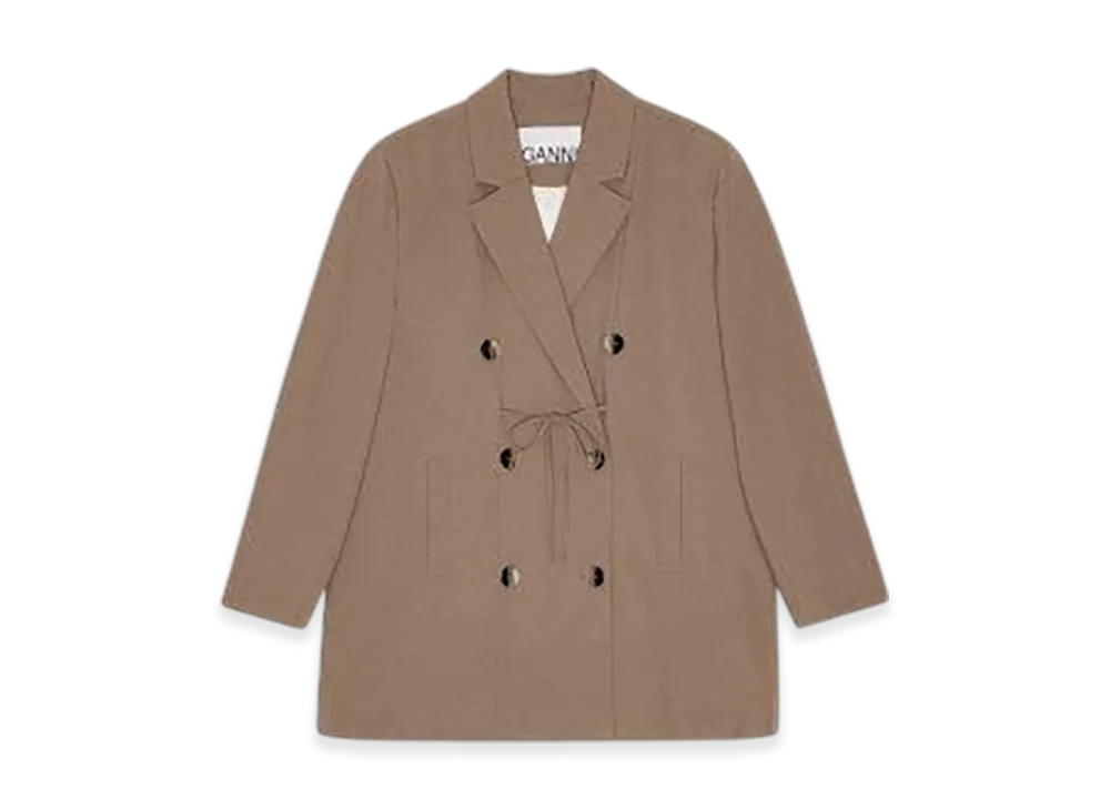 GANNI Brown Drapey Melange Oversized Blazer "Tigers Eye"