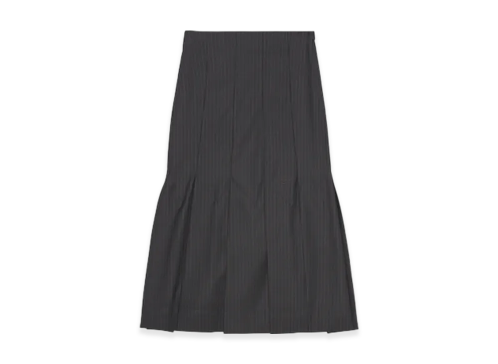 GANNI Stripe Suiting Midi Skirt "Dark Grey"