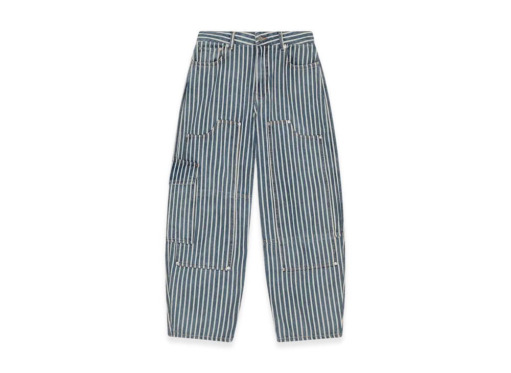 GANNI Blue Striped Carpenter Jeans "Soft Chamber"