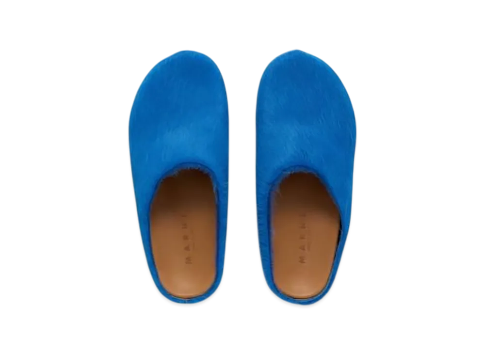 MARNI Fussbett Clog In Blue Longhair Calfskin "Blue"