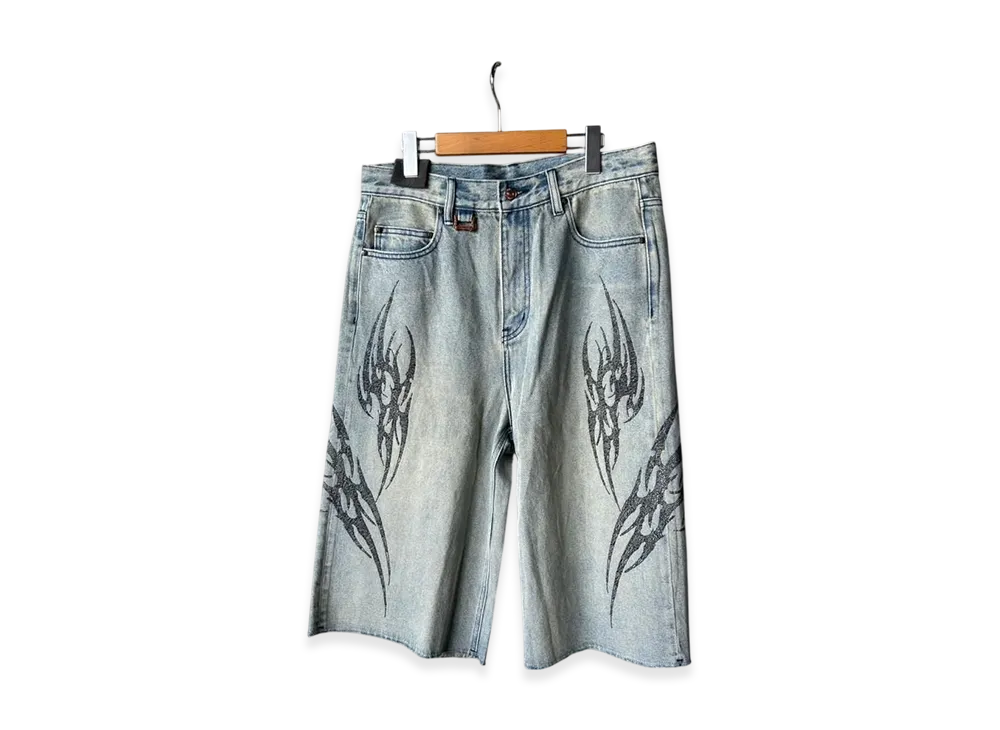 SUPPLIER Tribal Rhinestone Denim Shorts "Blue"