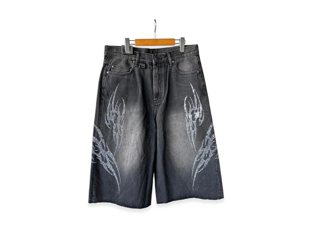 SUPPLIER Tribal Rhinestone Denim Shorts "Black"