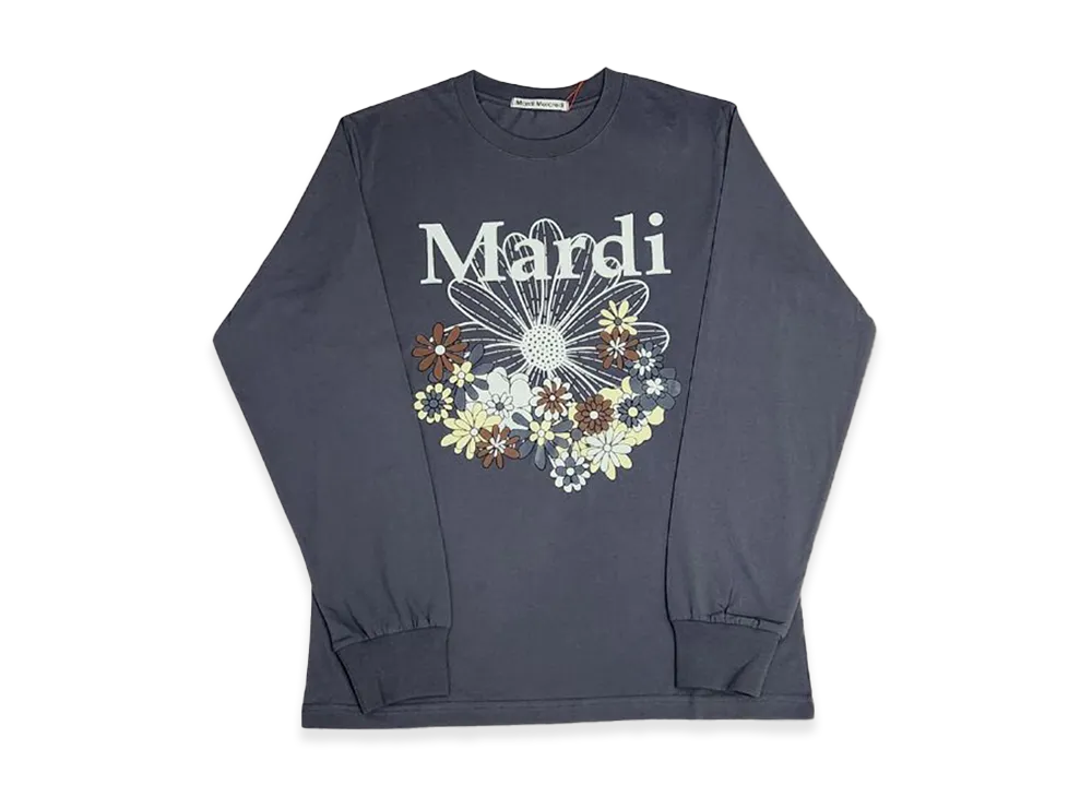 Mardi Mercredi T-Shirt Long Sleeve Flowermardi Jardin "Charcoal Ivory"