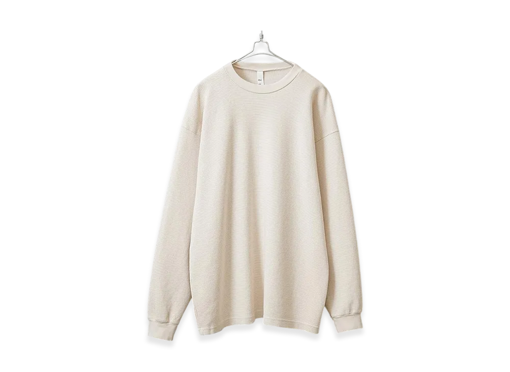 Los Angeles Apparel Long Sleeve Heavy Thermal Crew Neck T-Shirt Made in USA "Ivory"