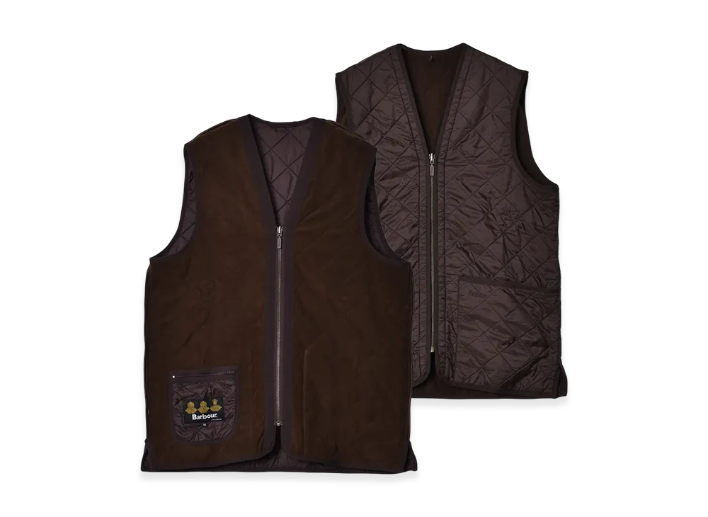 Barbour Polar Quilt Zip-In Liner Quilted Vest "Dark Brown"