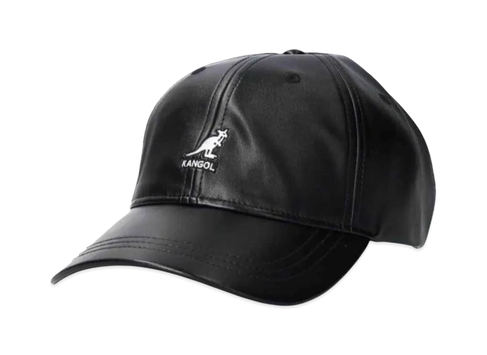 Kangol Smu Faux Leather Baseball Cap "Black/White"