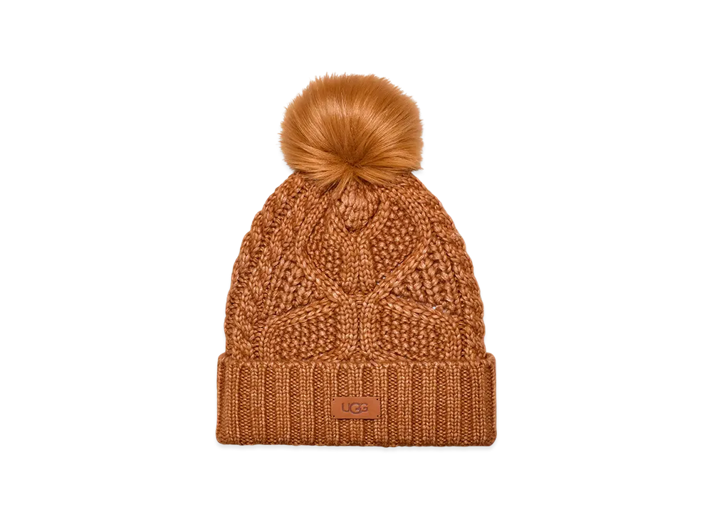 UGG Cable Beanie With Pom "Brown"
