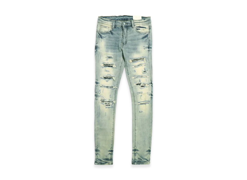 mnml X165 Paisley Stretch Denim "Blue"