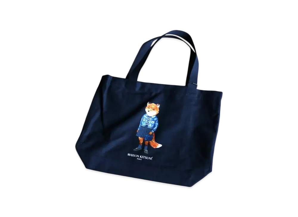 Maison Kitsune Dressed Fox Tote "Classic Navy"