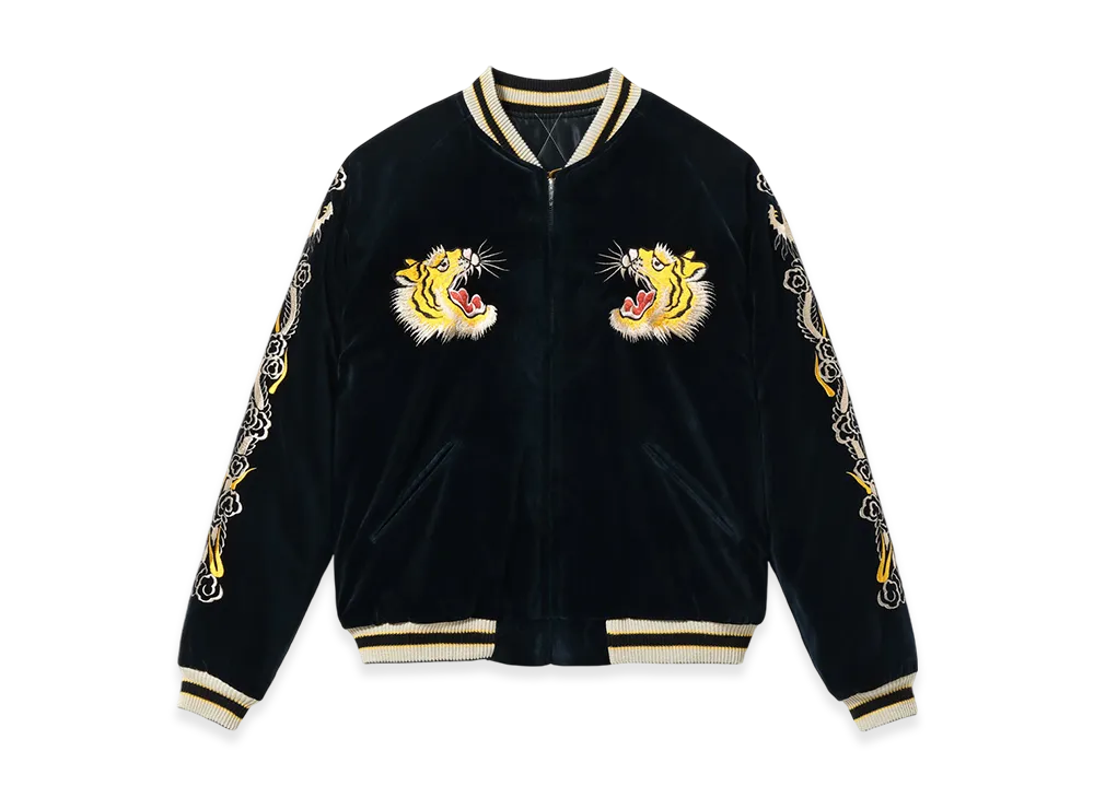 TAILOR TOYO Velveteen Souvenir Jacket Roaring Tiger Japan Map "Navy"