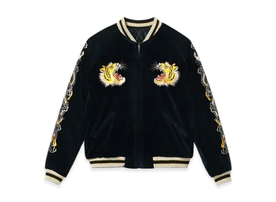 TAILOR TOYO Velveteen Souvenir Jacket Roaring Tiger Japan Map "Navy"