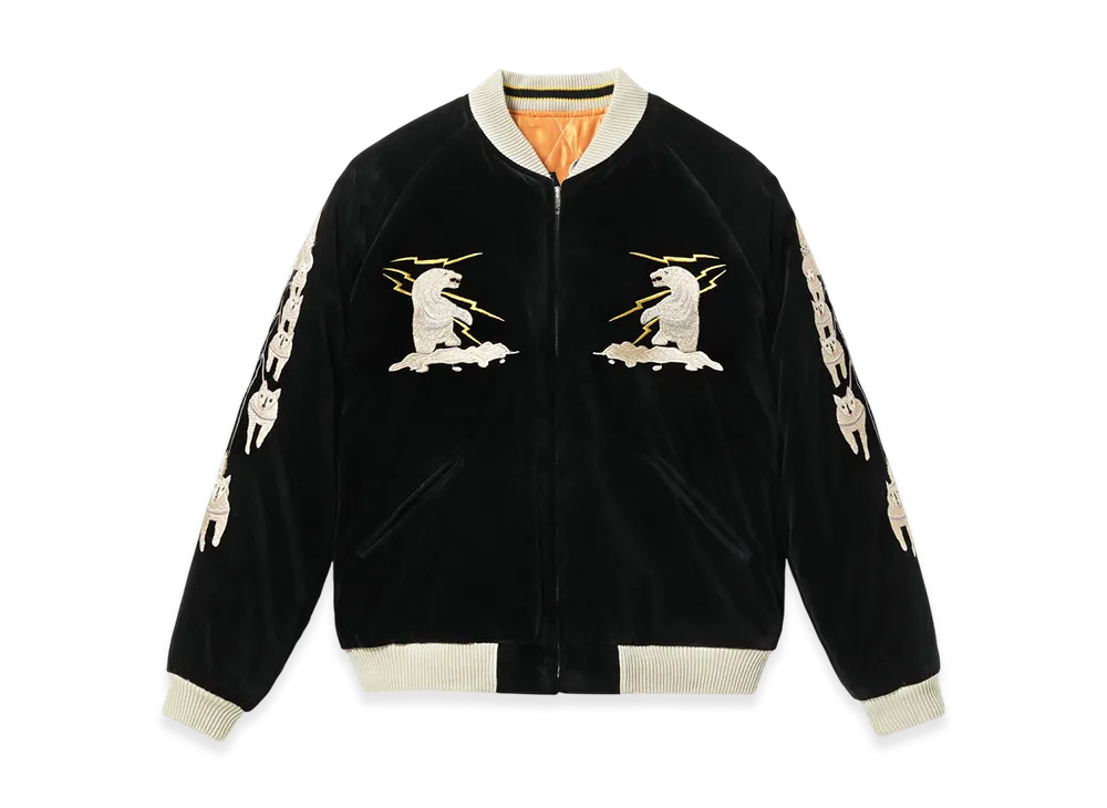 TAILOR TOYO Velveteen Souvenir Jacket Polar Bear Alaska Map "Black"