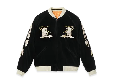 TAILOR TOYO Velveteen Souvenir Jacket Polar Bear Alaska Map "Black"