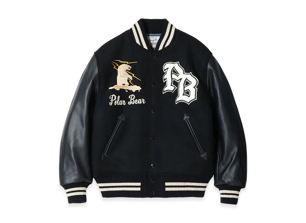 WHITESVILLE 30oz. Wool Melton Award Jacket Polar Bear "Black"